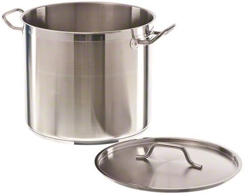 New Profesional Commercial Super Steel 18/8 Stainless Steel Induction Ready Stock Pot with Cover, 20-Quart, Natural