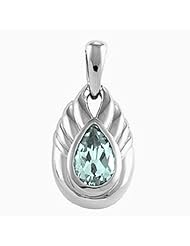 18K Yellow Gold Pear Cut Aquamarine Pendant -- LIFETIME WARRANTY