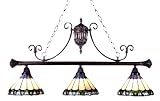 Black Metal Multicolored Tiffany-Style Island Chandelier