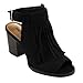Soda FC43 Women's Fringe Buckle Strap Block Heel Cut Out Ankle Booties