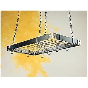 Custom Contrasting Metal Pot Rack Color: Hammered Coppper/Black