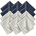 MR.SIGA Premium Microfiber Cleaning Cloths for Lens, Eyeglasses, Screens, Tablets, Glasses, 12 Pack, 6 x 7 inches (15 x 18 cm), Navy/Gray