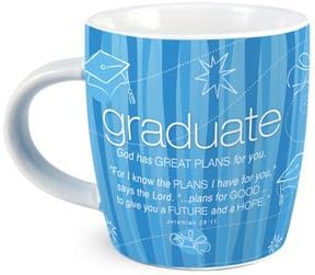 Lighthouse Christian Products Graduate Cup of Encouragement & 10 Scripture Cards Ceramic Mug, 16 oz