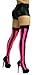 ToBeInStyle Women's Wide Vertical Striped Thigh Hi Stockings - One Size - Black W/Hot Pink Wide Stripes
