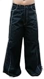 Ghast 32 Fat Bottom Raver Pants (Black/White Contrast Stitching), Wide Leg Pants