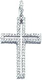 14K White Gold Diamond Cross Pendant Charm Jewelry