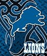 Detroit Lions 50"x60" Tattoo Style Royal Plush Raschel Throw Blanket - Football Sports Merchandise