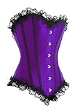 purple satin corset with black lace trim (A3076)