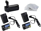 Battery Pack Grip / Vertical Shutter Release for Canon EOS 7D Digital SLR Camera with (2) LP-E6 Batteries (4000 mAh Total) & (2) AC/DC Quick Battery Charger & 42nd Street Photo Micro Fiber Cleaning Cloth