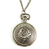 HOTER® Middle Size Rose Embossment Design Rotundity Pattern Case Antique Style Pocket Watch , Gift idear