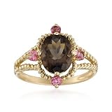 1.90ct Smoky Quartz, .25ct t.w. Pink Tourmaline Ring In Gold