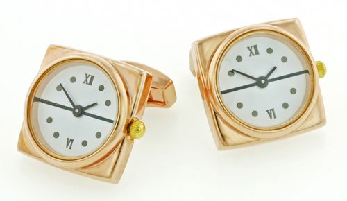 Square Working Watch Cufflinks with White Dial with Presentation Box Picture