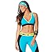 Zumba Women's V Neck Style Dance Workout High Impact Sports Bra, Waterfall, Large