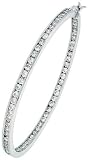 Sterling Silver Jeweled Hoop Post Earrings, w/ Cubic Zirconia stones, 2 1/8 (54mm)