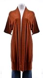 Jones New York Cognac Brown Open Front Ribbed Hem Trim Cardigan Sweater
