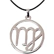 Zodiac Sign Necklace Virgo Pendant Stainless Steel on Rubber Cord By Bucasi