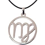 Zodiac Sign Necklace Virgo Pendant Stainless Steel on Rubber Cord By Bucasi