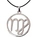 Zodiac Sign Necklace Virgo Pendant Stainless Steel on Rubber Cord By Bucasi