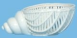White Hand Made Ceramic Open Weave Pottery Turban Shell Bowl Large 11" x 7" x 4.5"