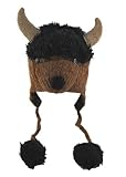 DeLux Bison Face Wool Pilot Animal Cap/Hat with Ear Flaps and Poms
