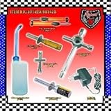 IMAGE OF RC Nitro starter kit includes glow plug starter, charger, fuel bottle, wrench for Losi Traxxas HPI XTM AE CEN EXCEED gas radio control car
