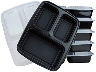 3-Compartment Microwave Safe Food Container with Lid/Divided Plate/Bento Box/Lunch Tray with Cover