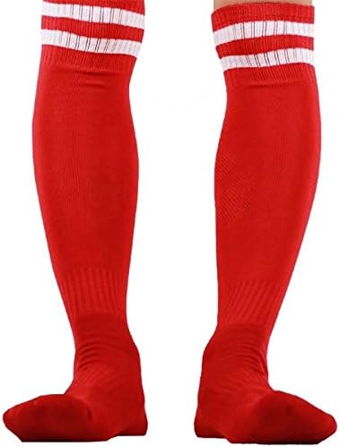 SpankY Men's Athletic Performance Cushion Over-the-Calf Socks Double Striped Red