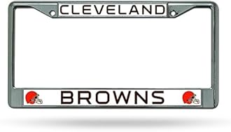 Rico Industries NFL Football Premium 12" x 6" Chrome Frame with Plastic Inserts - Car/Truck/SUV Automobile Accessory