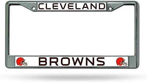 Rico Industries NFL Football Premium 12" x 6" Chrome Frame with Plastic Inserts - Car/Truck/SUV Automobile Accessory