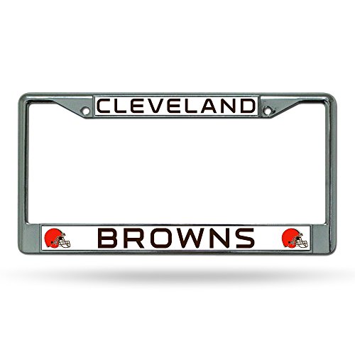 Rico Industries NFL Football Premium 12" x 6" Chrome Frame with Plastic Inserts - Car/Truck/SUV Automobile Accessory