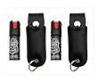 (2) 1/2 oz Police Magnum OC 17% Pepper Spray With Black Leather Keychain Cases