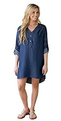 V-neck Denim Long Sleeves General Print Spring Summer Fall Mini Dress 