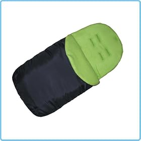ebabygoods Universal Fleece Footmuff - Lime Green Fleece/Black Cover - for Buggies and Pushchairs