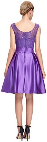 Short Violet Bridesmaid Dresses Lace & Satin Graceful Size 2