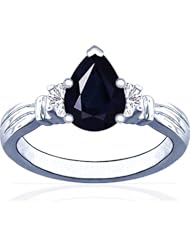 Platinum Pear Cut Blue Sapphire Three Stone Ring (GIA Certificate)