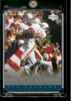 2000 Upper Deck Legends Bob Griese Miami Dolphins #34 Football Card - Mint Condition - In Protective Display Case