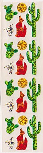 Coyote Cactus Moon Glitter Stickers - 2 Sheets