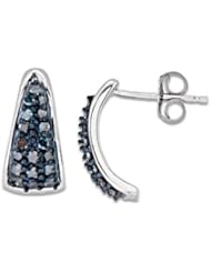 Blue Diamond Earrings in 14K White Gold