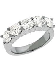 14k White Gold Prong Set Band, Best Quality Free Gift Box Satisfaction Guaranteed