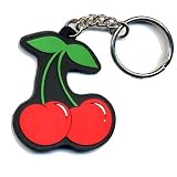 Rockabilly Cherries Rubber Keychain