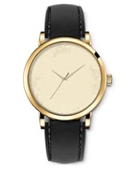 SPRAWL Aanalog Fashion Series Gold Ladies Watches of Genuine Black Leather Strap,Unique Wrist Watch for Women Girls Designed with Floral Pattern