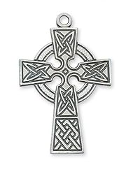1 7/16" Solid .925 Sterling Silver Celtic Irish Cross Comes With 24" Chain In Gift Box Patron St. Saint Medal Pendant Necklace Gift New Jewelry Charm Irish Celtic Claddagh Medal Pendant Necklace
