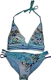 IMAGE OF Women's Ed Hardy Swimwear Bathing Suit 2 Pc. Bikini Blue Metallic Multi Medium