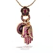 Amaro Necklace - Hamsa Amulet in Copper and Amathyst Tones #53858 AMK ONK