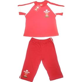 Welsh Rugby Union 2 piece T-Shirt and Long Pants Set (Red/White,18 to 23 months)