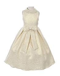 Girls Jacquard   Flower-Girl Dress/Pageant Dress/Party Dress  With Rhinestones and Pearls