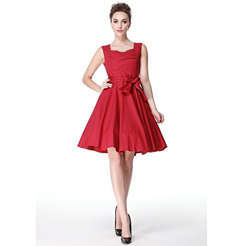 Heroecol® 50s 60s Hepburn Cap Shoulder Style Vintage Retro Swing Rockailly Dresses