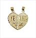 14k Yellow Gold, Sharing Split Heart Pendant Charm Te Amo 31mm Wide