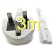 Power Cord UK Plug to Figure 8 Fig of 8 Lead Cable C7 3m White