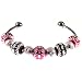 Hot Pink and Sassy for Pandora Style Beads on Sterling Silver Plated Twist End Bangle (1)